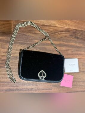 Kate Spade New York Nicola Velvet Twistlock Chain Wallet Crossbody bag.